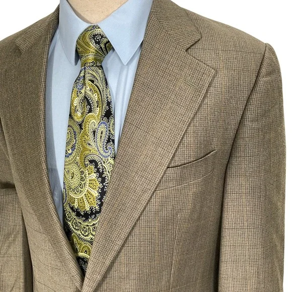 Chaps Ralph Lauren Suit Men 40R 30W 29L Brown Green PlaidHoundstooth Canada Suits